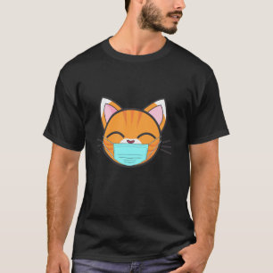 Cat Wearing Face Mask, Cute Orange Cat Lovers Pet  T-Shirt