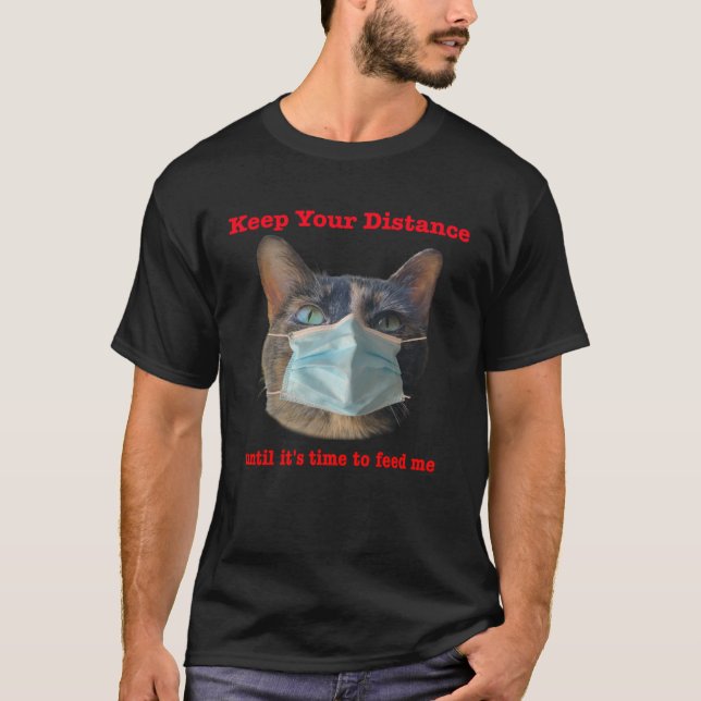 Cat Wearing Face Mask Social Distancing T-Shirt (Front)
