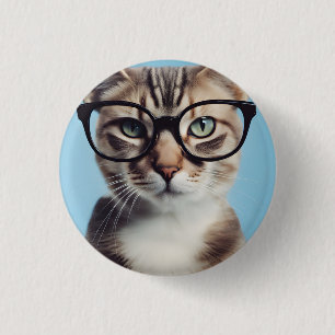 Cat Wearing Glasses 3 Cm Round Badge