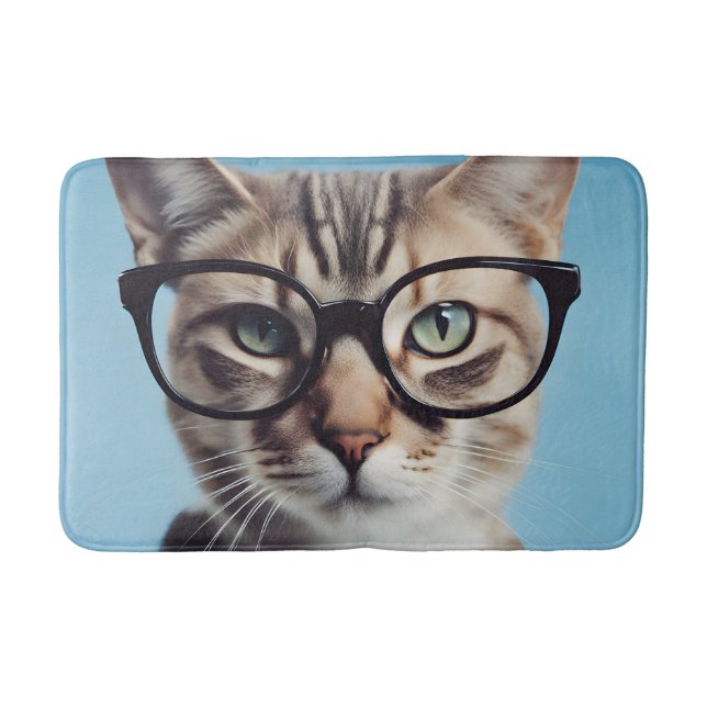 Cat Wearing Glasses Bath Mat (Front)