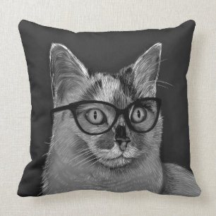 Cat Wearing Glasses Cushion