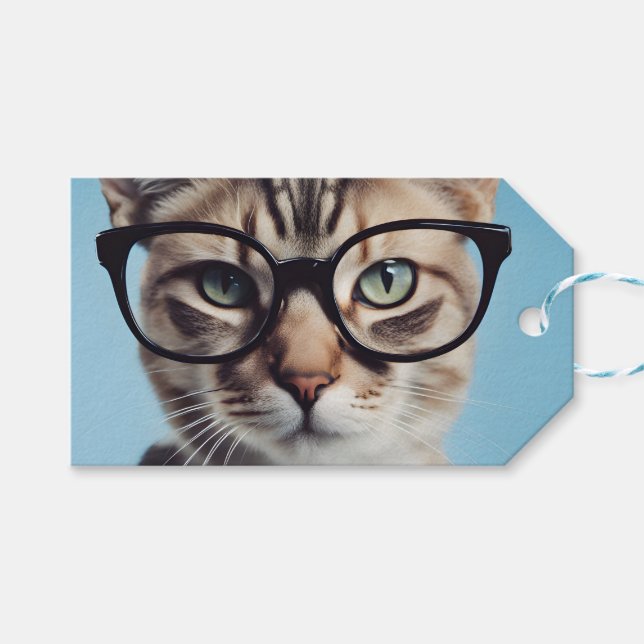 Cat Wearing Glasses Gift Tags (Front (Horizontal))