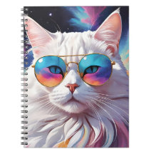 Cat wearing glasses in space