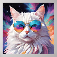 Cat wearing glasses in space