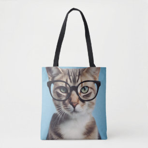 Cat Wearing Glasses Tote Bag