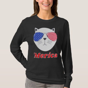 Cat Wearing Merica Sunglasses 4th Of July American T-Shirt