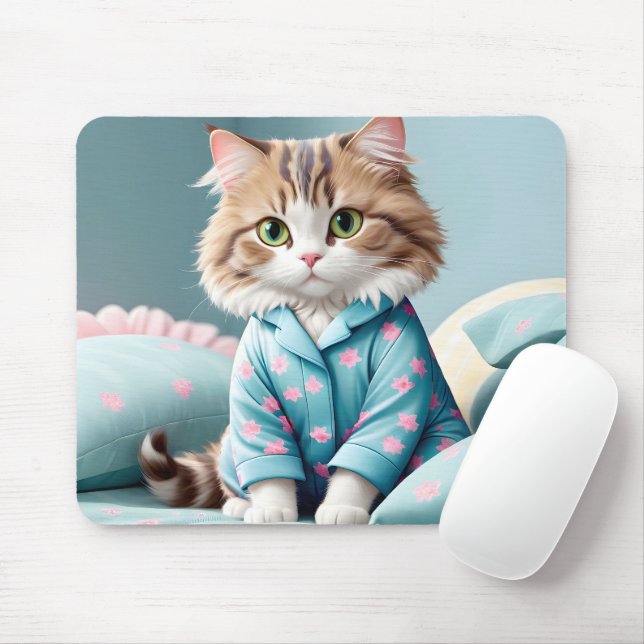 Cat Wearing Pyjamas  Mouse Pad (With Mouse)