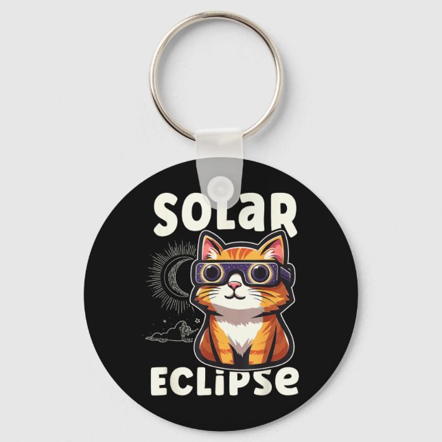 Cat Wearing Solar Eclipse Gles Key Ring (Front)