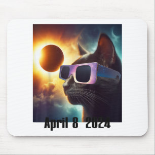 Cat Wearing Solar Glasses Eclipse Colorful Pop Cul Mouse Pad