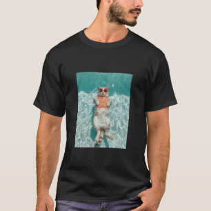 Cat wearing Sun Glasses and Swimming in a Pool T-Shirt
