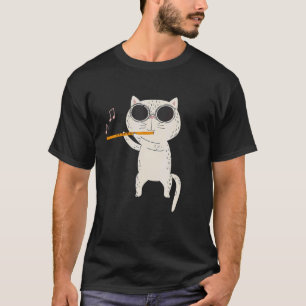 Cat Wearing Sunglasses And Playing Flute T-Shirt