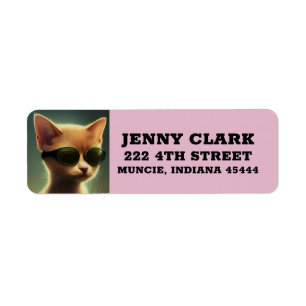 CAT WEARING SUNGLASSES big Return Address Labels