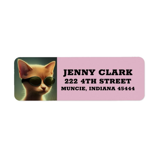 CAT WEARING SUNGLASSES big Return Address Labels (Front)