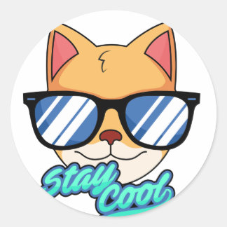 Cat wearing sunglasses classic round sticker