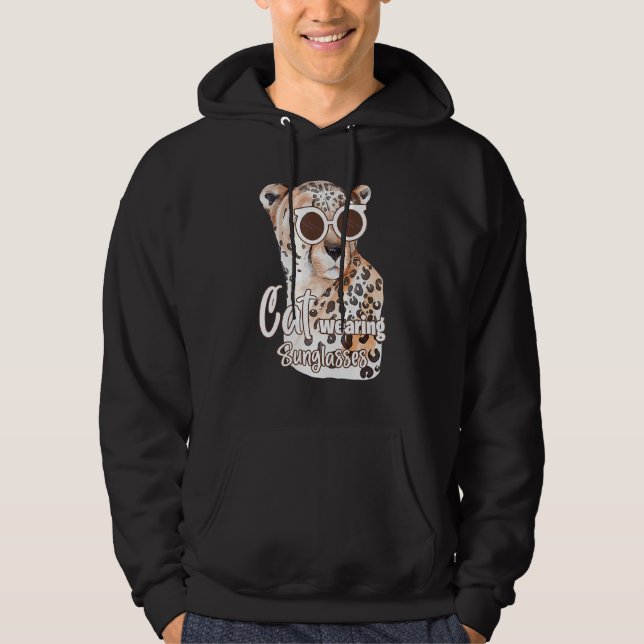 Cat Wearing Sunglasses Leopard Cat  1 Hoodie (Front)