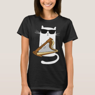 Cat Wearing Sunglasses Playing Harp T-Shirt