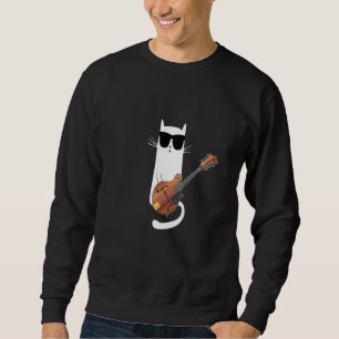 Cat Wearing Sunglasses Playing Mandolin Sweatshirt