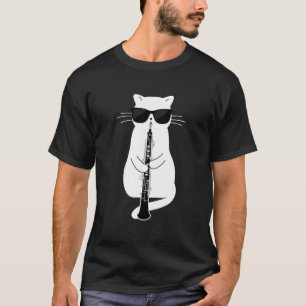 Cat Wearing Sunglasses Playing Oboe T-Shirt