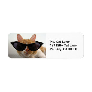 Cat Wearing Sunglasses Return Address Labels
