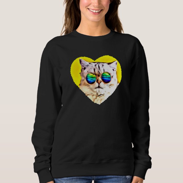 Cat Wearing Sunglasses  Sweatshirt (Front)