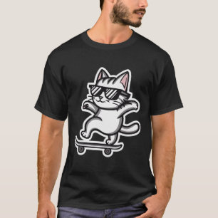 Cat Wearing Sungles Funny Skateboarding Cat Skateb T-Shirt