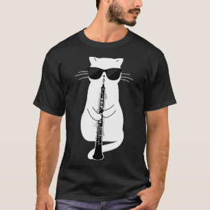 Cat Wearing Sungles Playing Oboe T-Shirt