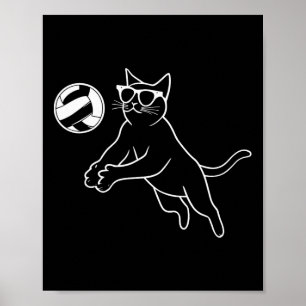 Cat Wearing Sungles Volleyball Cat  Poster