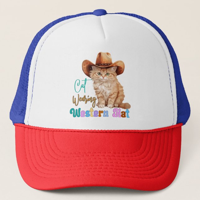 Cat Wearing Western Hat-85246 Trucker Hat (Front)