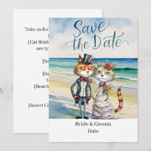 Cat Wedding Beach Wedding Themed Invitation