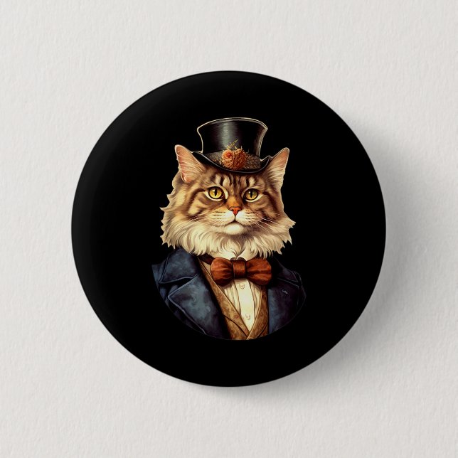 Cat Wedding Bride Groom Pet Cat Owners Lovers Wedd 6 Cm Round Badge (Front)