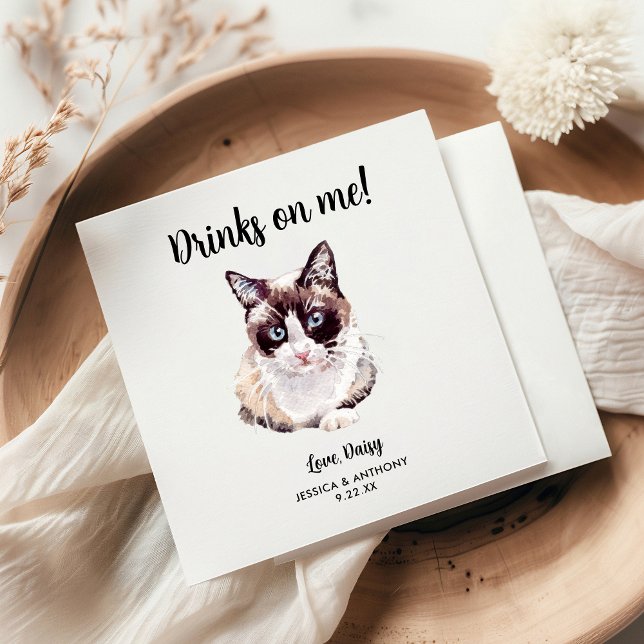 Cat Wedding Cocktail Napkins (Creator Uploaded)