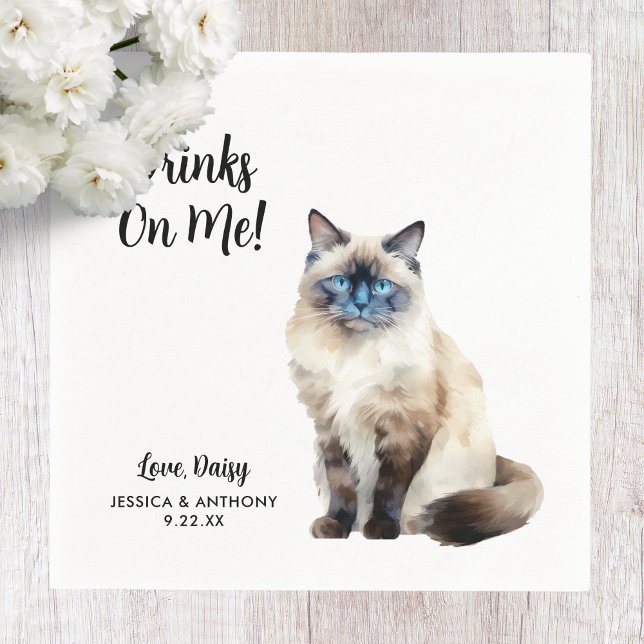 Cat Wedding Cocktail Napkins (Creator Uploaded)
