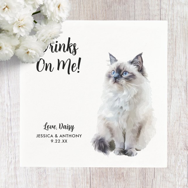 Cat Wedding Cocktail Napkins (Creator Uploaded)