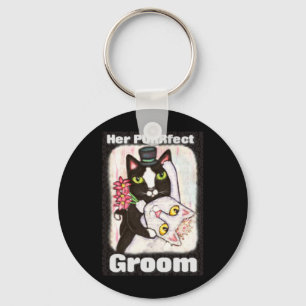 Cat Wedding Dance Groom Keychain