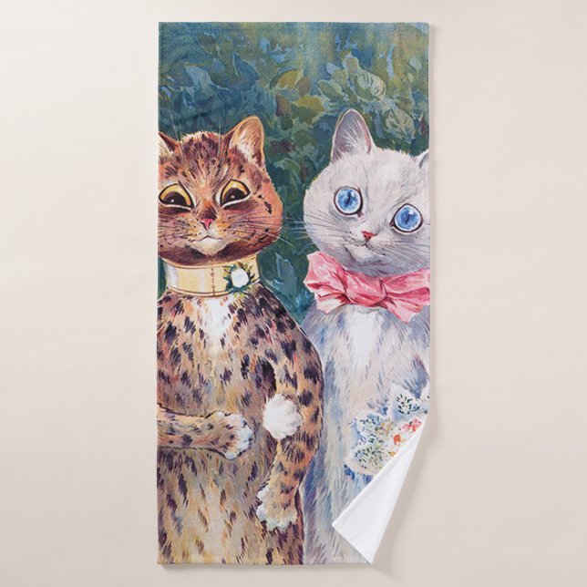 Cat Wedding, Marriage, Bride, Louis Wain Bath Towel (Bath Towel)