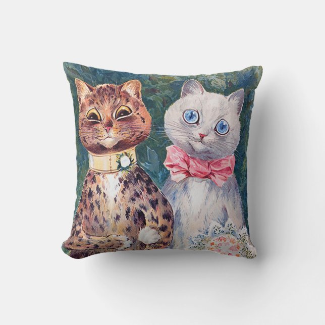 Cat Wedding, Marriage, Bride, Louis Wain Cushion (Front)