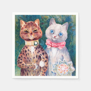 Cat Wedding, Marriage, Bride, Louis Wain Napkin