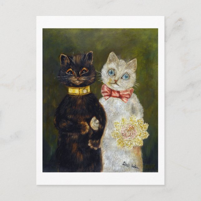 Cat Wedding, Marriage, Bride, Louis Wain Postcard (Front)
