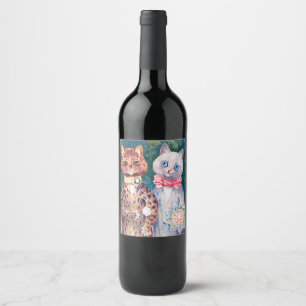 Cat Wedding, Marriage, Bride, Louis Wain Wine Label
