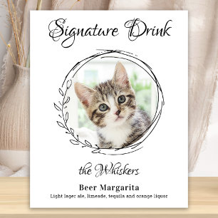 Cat Wedding Signature Drinks Pet Photo Bar  Poster