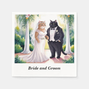 Cat Wedding themed with Bride and Groom Napkin
