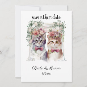 Cat Wedding with Bride and Groom  Save The Date