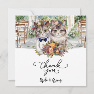 Cat Wedding with Bride and Groom Thank You Card