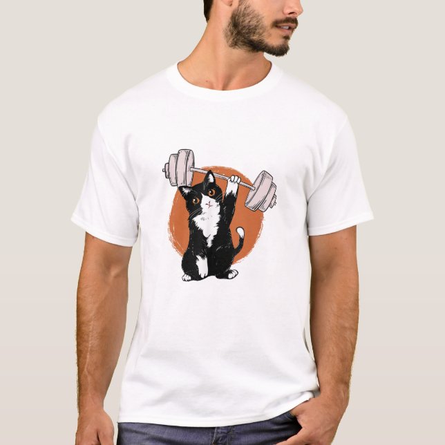 Cat Weightlifter T-Shirt (Front)