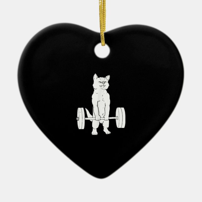 Cat Weightlifting And Gym Ceramic Ornament (Front)