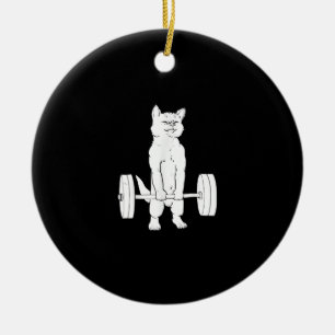 Cat Weightlifting And Gym Ceramic Ornament