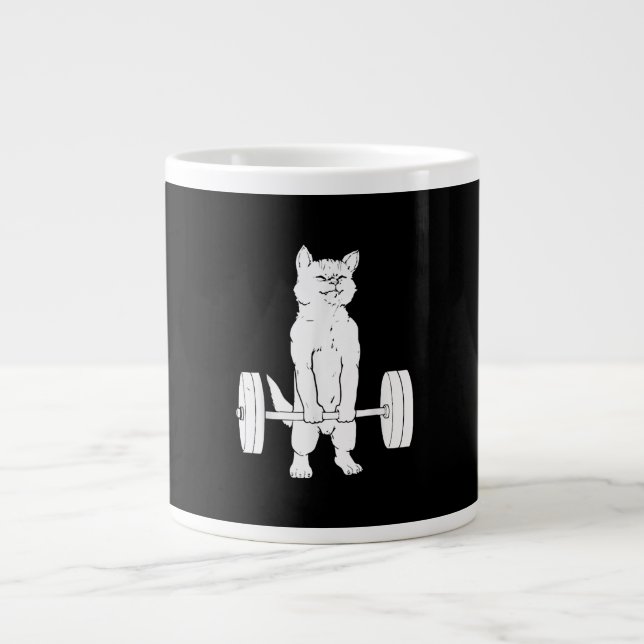 Cat Weightlifting And Gym Large Coffee Mug (Front)