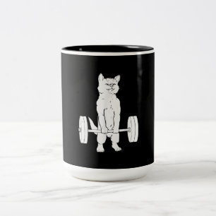 Cat Weightlifting And Gym Two-Tone Coffee Mug