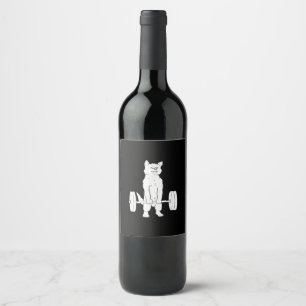 Cat Weightlifting And Gym Wine Label