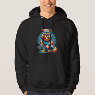 Cat Weightlifting Gym Fitness Funny Art Hoodie
